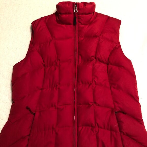 Eddie Bauer EB 650 Womens Size XS Goose Down min 80% Red Puffer Vest Pockets - Picture 1 of 10